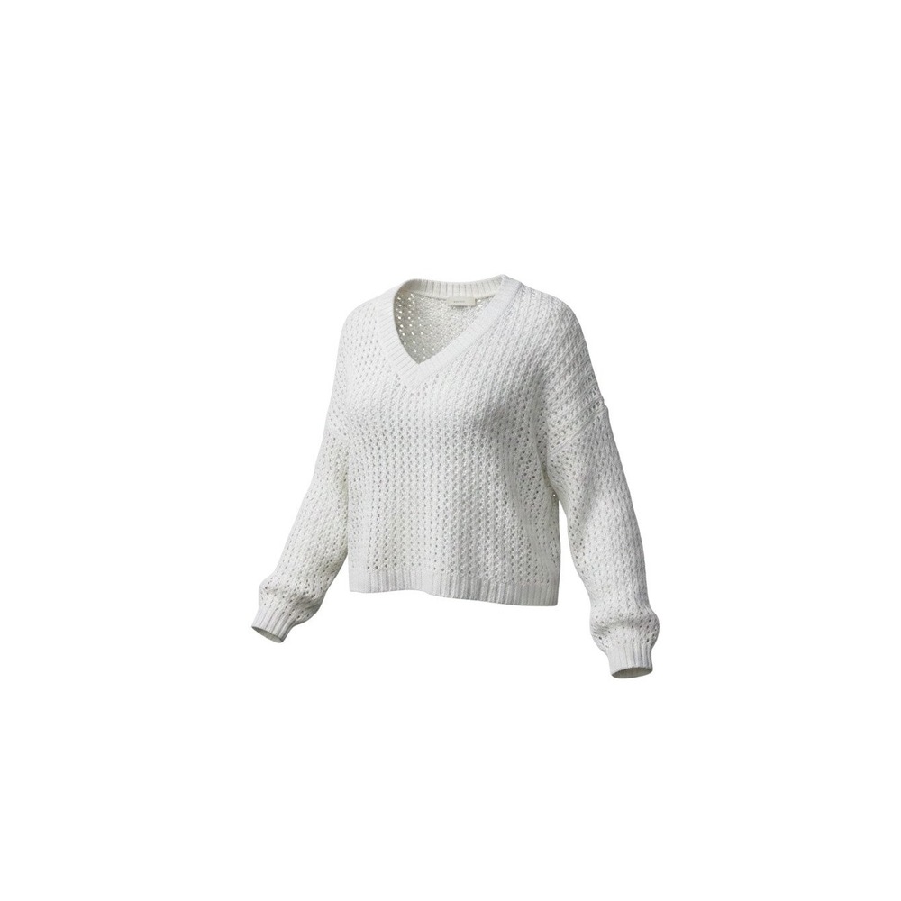 Hollister Sweater Womens Large White Excellent Open Knit V-Neck Long Sleeve